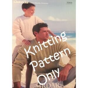 New Sirdar 5066 Wash N Wear Men Boys Crepe Double Knitting Pullover Pattern
